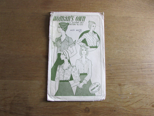 Part cut 1970s Woman's Own 5257 sewing pattern by Suzanne Grey for long or short sleeve dress, size 14 (complete)